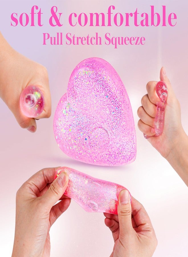 AiSiXin Heart Stress Balls (Pink) Squishy Toys for Adults Kids, Slow Rise Sugar Ball Sensory Fidget Toys, Love Shape Squishy Squeeze Toys, Malt Stretch Ball, Heart Shape Stress Toys for Hand Exercise - Image 4